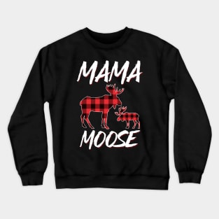 Red Plaid Mama Moose Matching Family Pajama Christmas Gift Crewneck Sweatshirt